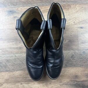 VTG Justin Roper Boots Women's 6.5 B Black Leather Cowboy Western L3703 MADE USA